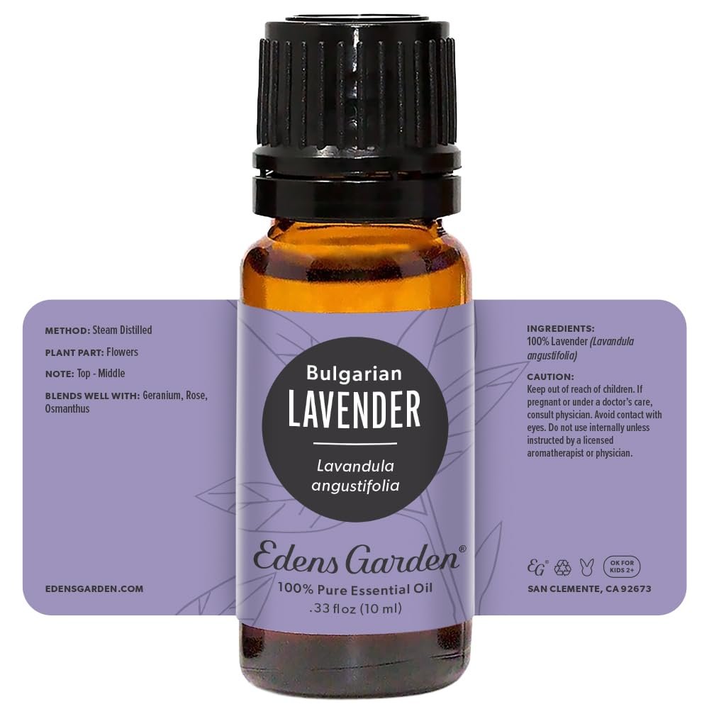 Edens Garden Lavendel- Bulgarisches Bio-Öl- 100% reines Premium, unverdünnt, natürlich, therapeutisch, Aromatherapie, am besten für Diffusor, Haut, Luftbefeuchter, kindersicher 10 ml