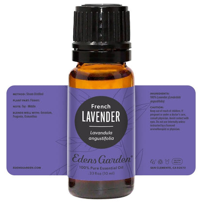 Edens Garden Französisches Lavendel Bio-Öl – 100 % reines, unverdünntes therapeutisches Aromaöl für Diffuser, Gesicht, Wäsche, kindersicher – 10 ml