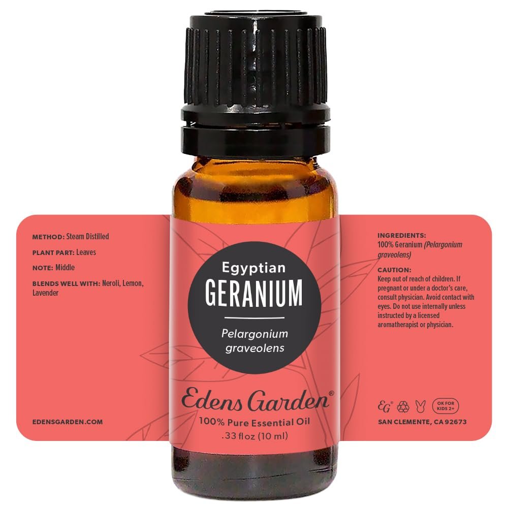 Edens Garden Geranien-Ägyptisches Bio-Öl – 100% reines Premium-Öl, unverdünnt, natürlich, therapeutisch, für Diffuser, Haut, Gesicht, Haare 10 ml (0,33 fl oz)
