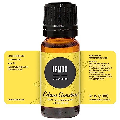 Edens Garden Zitronen-Ätherisches Öl – 100 % rein, premium, unverdünnt, natürlich, therapeutisch, für Diffuser, Wäsche, Luftbefeuchter, kindersicher, 10 ml (0,33 fl oz)