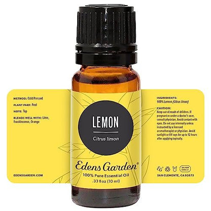 Edens Garden Zitronen-Ätherisches Öl – 100 % rein, premium, unverdünnt, natürlich, therapeutisch, für Diffuser, Wäsche, Luftbefeuchter, kindersicher, 10 ml (0,33 fl oz)