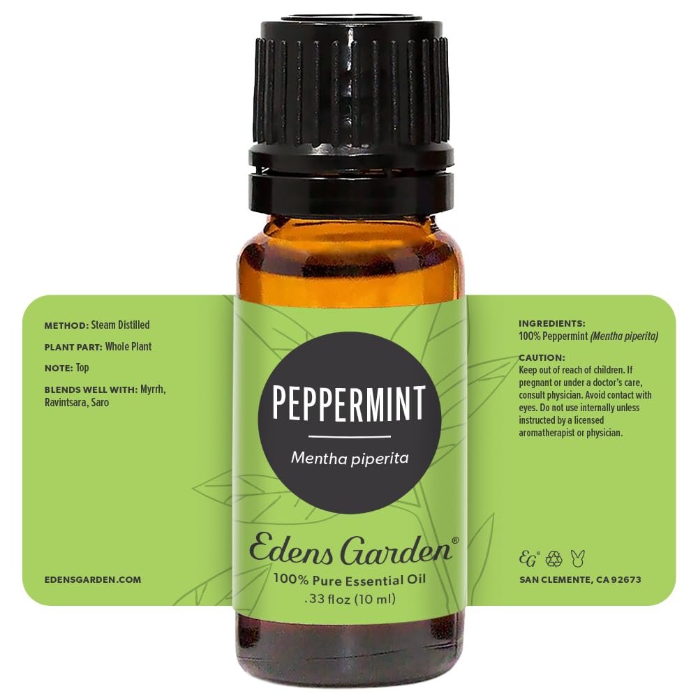 Edens Garden Pfefferminz Ätherisches Öl – 100 % reine Premium-Qualität, unverdünnt, natürlich, therapeutisch, Aromatherapie, ideal für Diffuser, Kerzen, Wäsche, Haare 10 ml (0,33 fl oz)