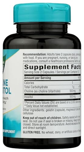 Nature's Way Cholin & Inositol, Gehirngesundheit*, Zelluläre Energie*, 1.000 mg pro Portion, 100 Kapseln