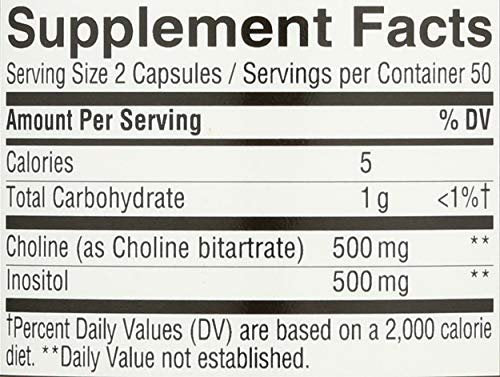 Nature's Way Cholin & Inositol, Gehirngesundheit*, Zelluläre Energie*, 1.000 mg pro Portion, 100 Kapseln