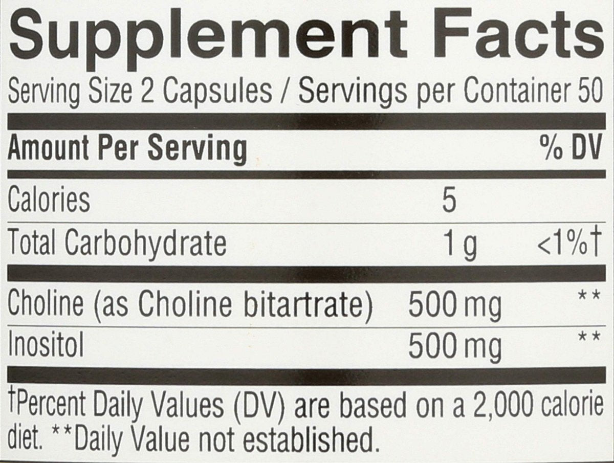 Nature's Way Cholin & Inositol, Gehirngesundheit*, Zelluläre Energie*, 1.000 mg pro Portion, 100 Kapseln