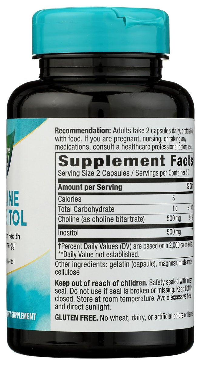 Nature's Way Cholin & Inositol, Gehirngesundheit*, Zelluläre Energie*, 1.000 mg pro Portion, 100 Kapseln