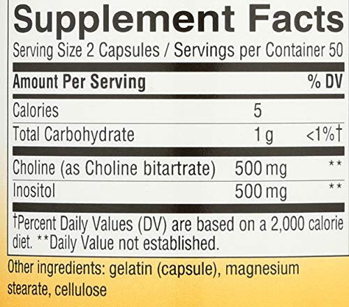 Nature's Way Cholin & Inositol, Gehirngesundheit*, Zelluläre Energie*, 1.000 mg pro Portion, 100 Kapseln