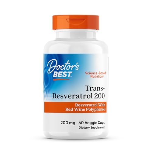 Doctor's Best Trans-Resveratrol 200 mg – Vegane Kapseln mit Rotwein-Polyphenolen für Antioxidantien-Unterstützung, 60 Stück