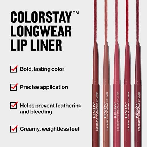 Revlon Colorstay Lipliner mit integriertem Anspitzer – Langanhaltende, satte Farben, sanftes Auftragen, 675 Red, 0,01 oz