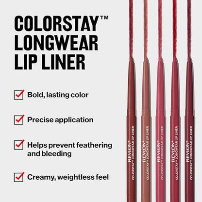 Revlon Colorstay Lipliner mit integriertem Anspitzer – Langanhaltende, satte Farben, sanftes Auftragen, 675 Red, 0,01 oz
