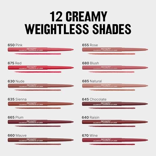 Revlon Colorstay Lipliner mit integriertem Anspitzer – Langanhaltende, satte Farben, sanftes Auftragen, 675 Red, 0,01 oz