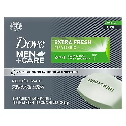 DOVE MEN + CARE 3-in-1 Reinigungsbar für Körper, Gesicht und Rasur – Extra Frisch, 8er-Pack (je 106 g)