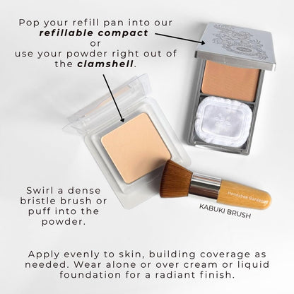 Honeybee Gardens Pressed Mineral Powder Foundation Refill – Malibu Medium Olive, verstellbare Deckkraft, natürlicher Finish, talkumfreies veganes Gesichtspuder mit botanischen Extrakten & Vitamin E, 7,5 g