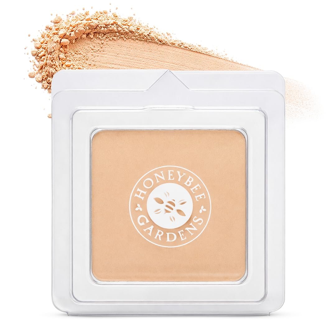 Honeybee Gardens Pressed Mineral Powder Foundation Refill – Luminous Light Warm Neutral, Verstellbare leichte Deckkraft, Matte Presspuder ohne Talkum