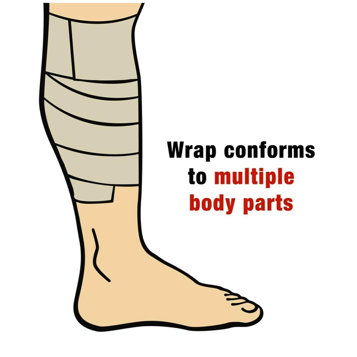 ACE 4 Zoll Selbstklebende Elastische Bandage, Keine Clips, Beige, Ideal für Bein, Schulter und mehr, 1 Stück
