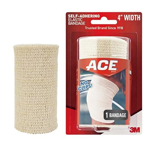 ACE 4 Zoll Selbstklebende Elastische Bandage, Keine Clips, Beige, Ideal für Bein, Schulter und mehr, 1 Stück