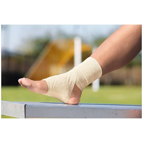 ACE 4 Zoll Selbstklebende Elastische Bandage, Keine Clips, Beige, Ideal für Bein, Schulter und mehr, 1 Stück