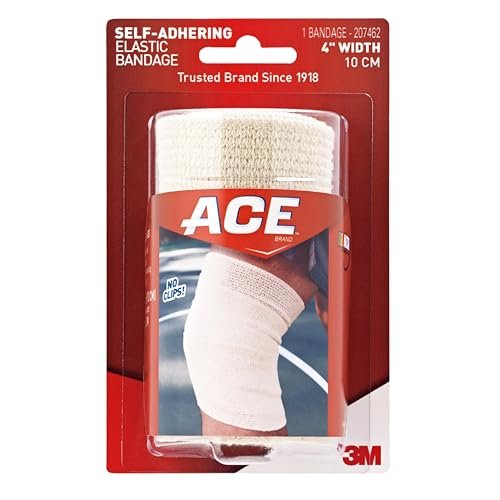 ACE 4 Zoll Selbstklebende Elastische Bandage, Keine Clips, Beige, Ideal für Bein, Schulter und mehr, 1 Stück