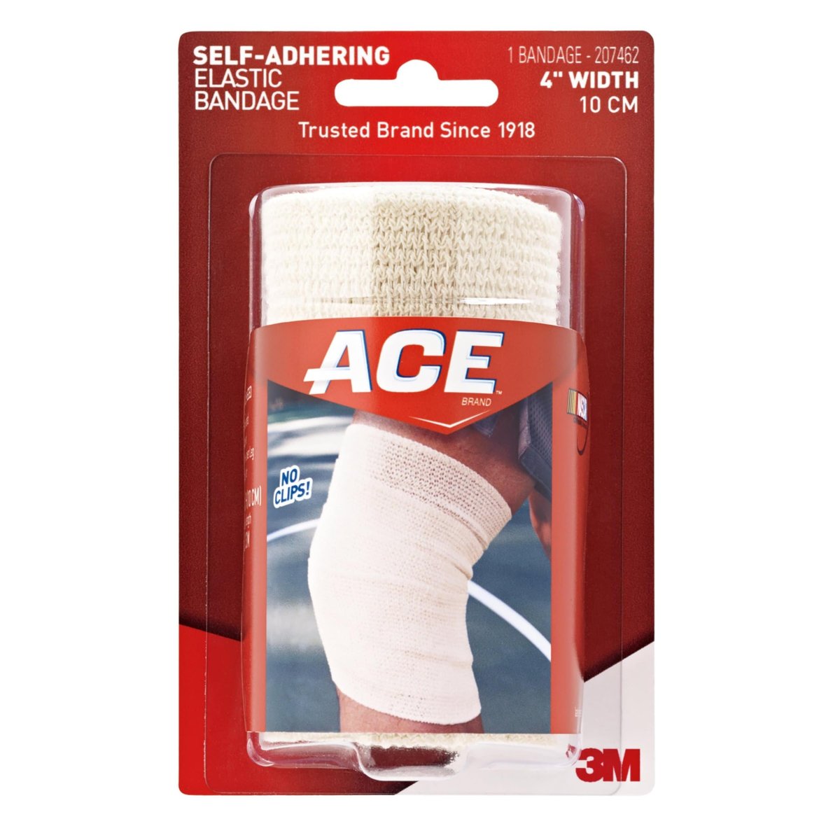 ACE 4 Zoll Selbstklebende Elastische Bandage, Keine Clips, Beige, Ideal für Bein, Schulter und mehr, 1 Stück
