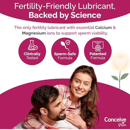 Conceive Plus Fruchtbarkeitsgleitmittel für Paare mit Kinderwunsch – pH-ausgeglichenes, spermienfreundliches Gel mit Magnesium und Calcium – wasserbasiertes Fruchtbarkeitslubrikant – 2,5 oz Tube