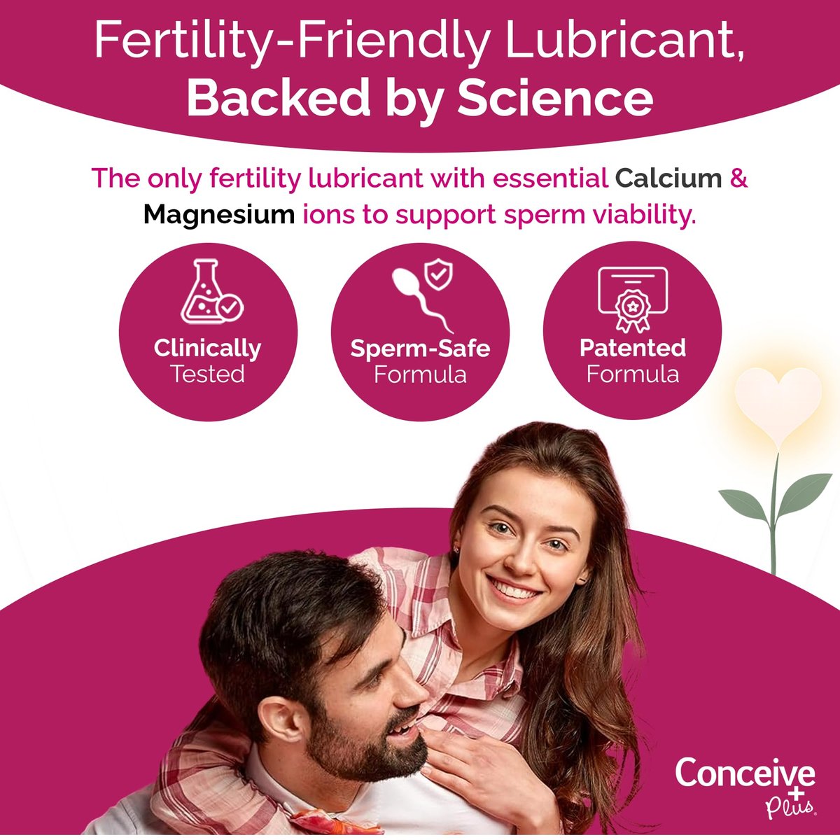 Conceive Plus Fruchtbarkeitsgleitmittel für Paare mit Kinderwunsch – pH-ausgeglichenes, spermienfreundliches Gel mit Magnesium und Calcium – wasserbasiertes Fruchtbarkeitslubrikant – 2,5 oz Tube