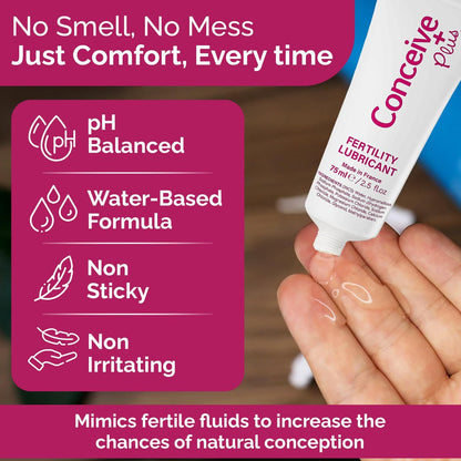 Conceive Plus Fruchtbarkeitsgleitmittel für Paare mit Kinderwunsch – pH-ausgeglichenes, spermienfreundliches Gel mit Magnesium und Calcium – wasserbasiertes Fruchtbarkeitslubrikant – 2,5 oz Tube