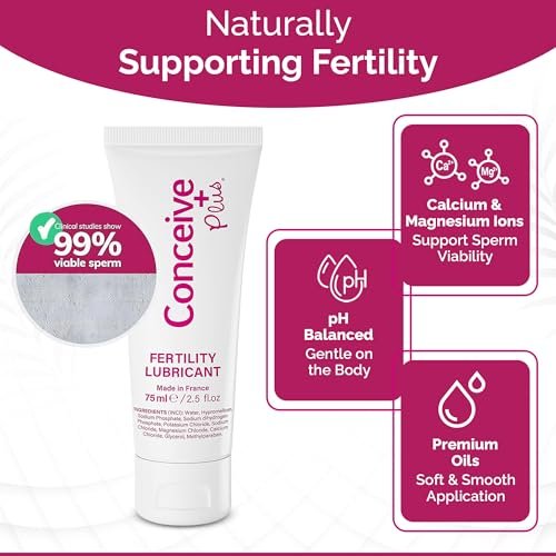 Conceive Plus Fruchtbarkeitsgleitmittel für Paare mit Kinderwunsch – pH-ausgeglichenes, spermienfreundliches Gel mit Magnesium und Calcium – wasserbasiertes Fruchtbarkeitslubrikant – 2,5 oz Tube