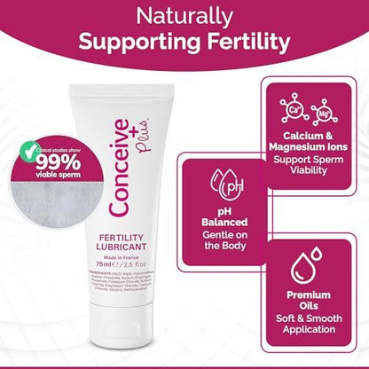 Conceive Plus Fruchtbarkeitsgleitmittel für Paare mit Kinderwunsch – pH-ausgeglichenes, spermienfreundliches Gel mit Magnesium und Calcium – wasserbasiertes Fruchtbarkeitslubrikant – 2,5 oz Tube