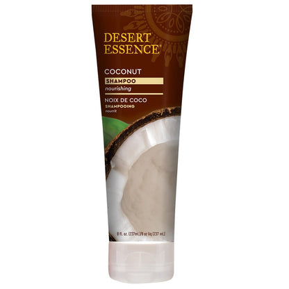 Desert Essence Kokosnuss Shampoo, 237 ml – Glutenfrei, Vegan, Parabenfrei – Pflegendes Shampoo für trockenes Haar mit Kokosöl, Sheabutter & Hanföl – Feuchtigkeitsspendend & Frizz reduzierend
