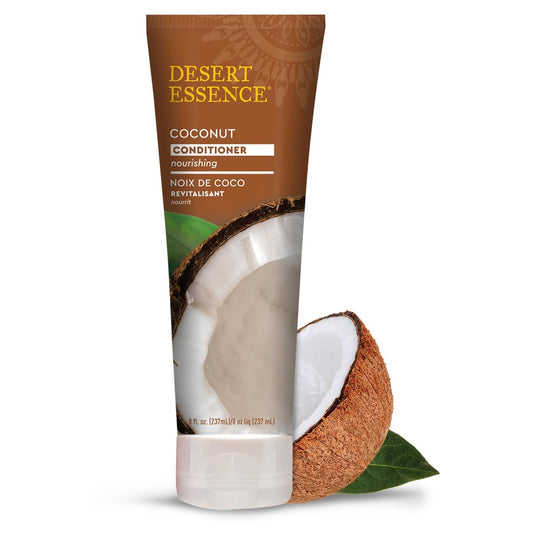 Desert Essence Kokosnuss Conditioner – 236 ml – Pflegend für trockenes Haar, glättet Frizz und stellt Feuchtigkeit und Glanz wieder her mit Bio-Kokosöl, Sheabutter und Sonnenblumenöl