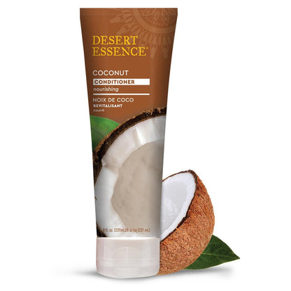 Desert Essence Kokosnuss Conditioner – 236 ml – Pflegend für trockenes Haar, glättet Frizz und stellt Feuchtigkeit und Glanz wieder her mit Bio-Kokosöl, Sheabutter und Sonnenblumenöl