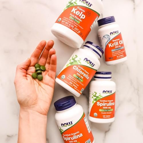 NOW Foods Bio Chlorella 500 mg – 200 Tabletten mit Chlorophyll, Beta-Carotin, Vitamin C, Eisen und Protein