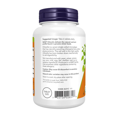 NOW Foods Bio Chlorella 500 mg – 200 Tabletten mit Chlorophyll, Beta-Carotin, Vitamin C, Eisen und Protein
