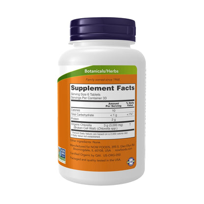 NOW Foods Bio Chlorella 500 mg – 200 Tabletten mit Chlorophyll, Beta-Carotin, Vitamin C, Eisen und Protein