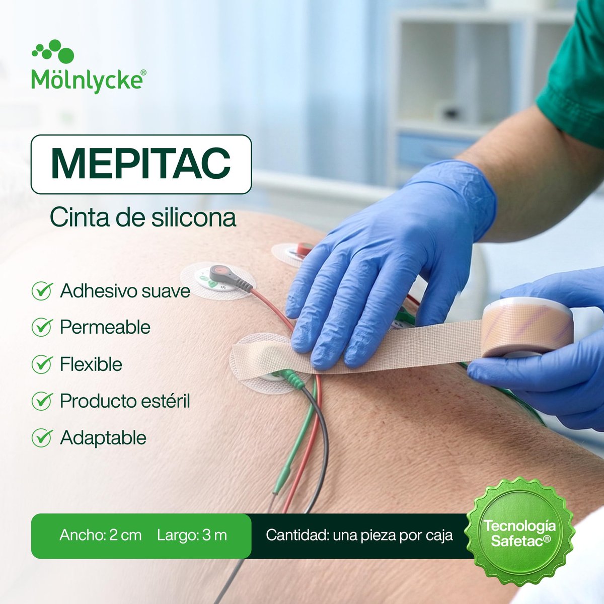 Mepitac 298300 Weiches Silikonband, 2 cm x 3 m