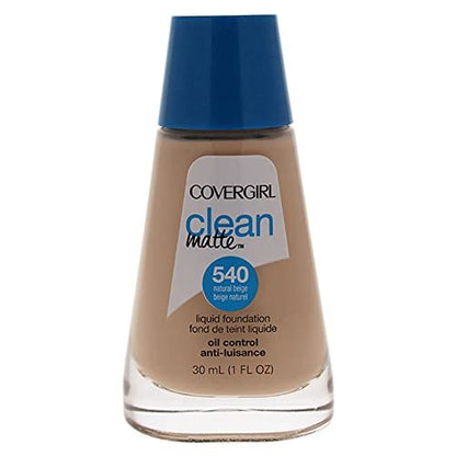 COVERGIRL Clean Matte Liquid Foundation, 540 Natural Beige, 30 ml – ölfreie Foundation für zu Unreinheiten neigende Haut