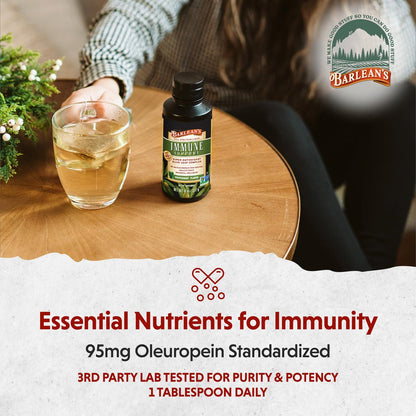 Barlean's Pfefferminz-Olivenblatt-Komplex – Flüssiges Immunsystem-Supplement mit 95 mg Oleuropein-Antioxidantien, 240 ml