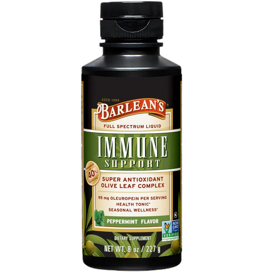 Barlean's Pfefferminz-Olivenblatt-Komplex – Flüssiges Immunsystem-Supplement mit 95 mg Oleuropein-Antioxidantien, 240 ml