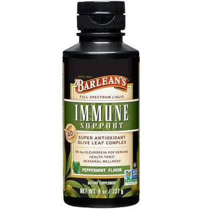 Barlean's Pfefferminz-Olivenblatt-Komplex – Flüssiges Immunsystem-Supplement mit 95 mg Oleuropein-Antioxidantien, 240 ml