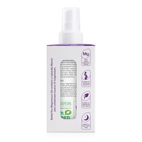 BetterYou Magnesium Muscle Body Spray – Entspannendes Topisches Magnesium & Ätherische Öle Spray – Lavendel & Kamille – Fördert Besseren Schlaf – 100 ml