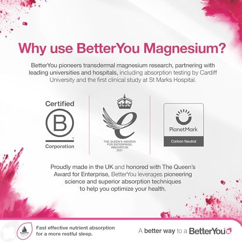 BetterYou Magnesium Muscle Body Spray – Entspannendes Topisches Magnesium & Ätherische Öle Spray – Lavendel & Kamille – Fördert Besseren Schlaf – 100 ml