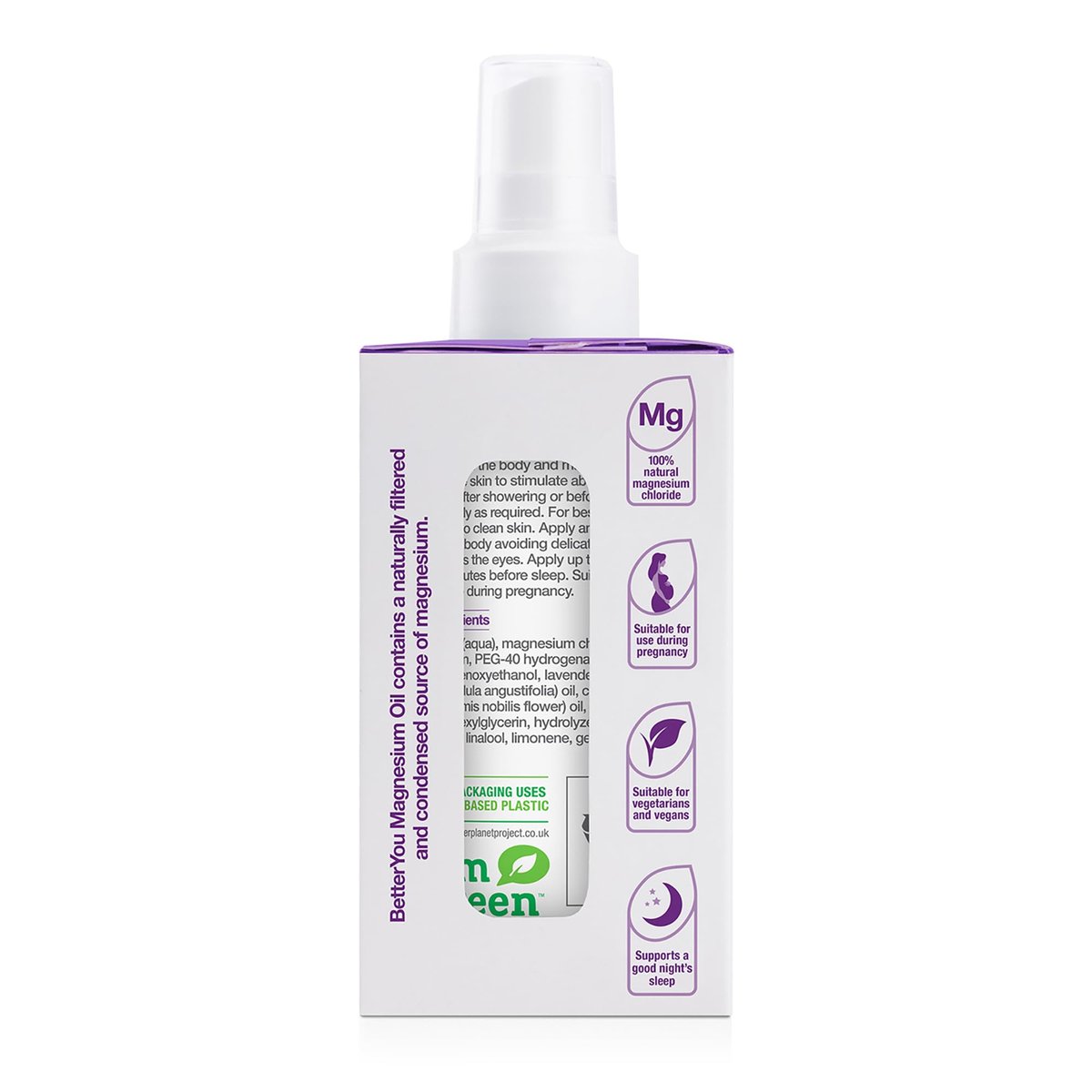 BetterYou Magnesium Muscle Body Spray – Entspannendes Topisches Magnesium & Ätherische Öle Spray – Lavendel & Kamille – Fördert Besseren Schlaf – 100 ml