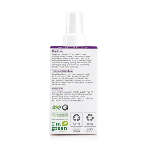 BetterYou Magnesium Muscle Body Spray – Entspannendes Topisches Magnesium & Ätherische Öle Spray – Lavendel & Kamille – Fördert Besseren Schlaf – 100 ml