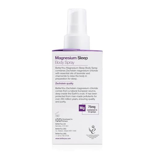 BetterYou Magnesium Muscle Body Spray – Entspannendes Topisches Magnesium & Ätherische Öle Spray – Lavendel & Kamille – Fördert Besseren Schlaf – 100 ml