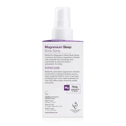 BetterYou Magnesium Muscle Body Spray – Entspannendes Topisches Magnesium & Ätherische Öle Spray – Lavendel & Kamille – Fördert Besseren Schlaf – 100 ml