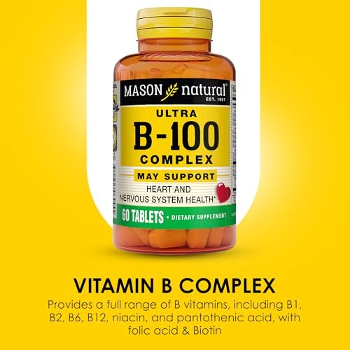 MASON NATURAL Ultra B-100 Komplex – 100 Kapseln, Tagesvorrat für normale Immununterstützung und Energiestoffwechsel