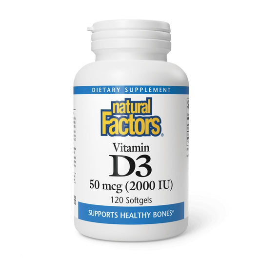 Natural Factors Vitamin D3 2000 IE (50 µg) – 120 Softgels für starke Knochen, Muskeln und Immunsystem