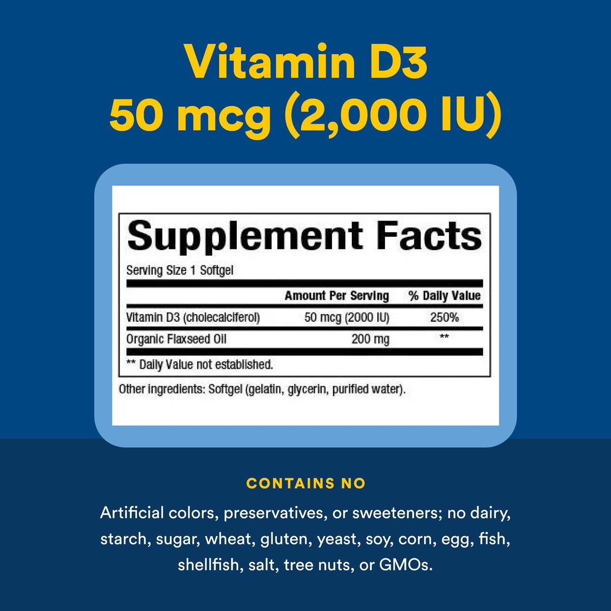 Natural Factors Vitamin D3 2000 IE (50 µg) – 120 Softgels für starke Knochen, Muskeln und Immunsystem