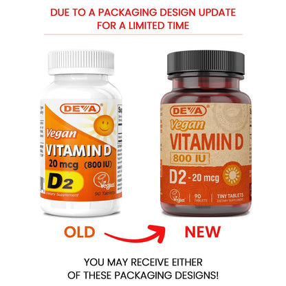 DEVA Vegan Vitamin D2 800 IE – Ergocalciferol Supplement ohne tierische Inhaltsstoffe, 90 Tabletten, 1er-Pack
