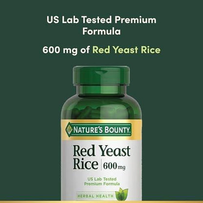 Nature's Bounty Rote Hefe-Reis Kapseln, 600 mg, 120 Kapseln - Nahrungsergänzungsmittel